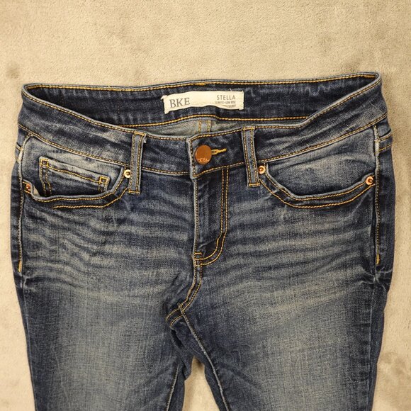 BKE Jeans Stella Slim Fit Low Rise Ankle Skinny Women's 26 Blue Denim Distressed - Picture 2 of 10